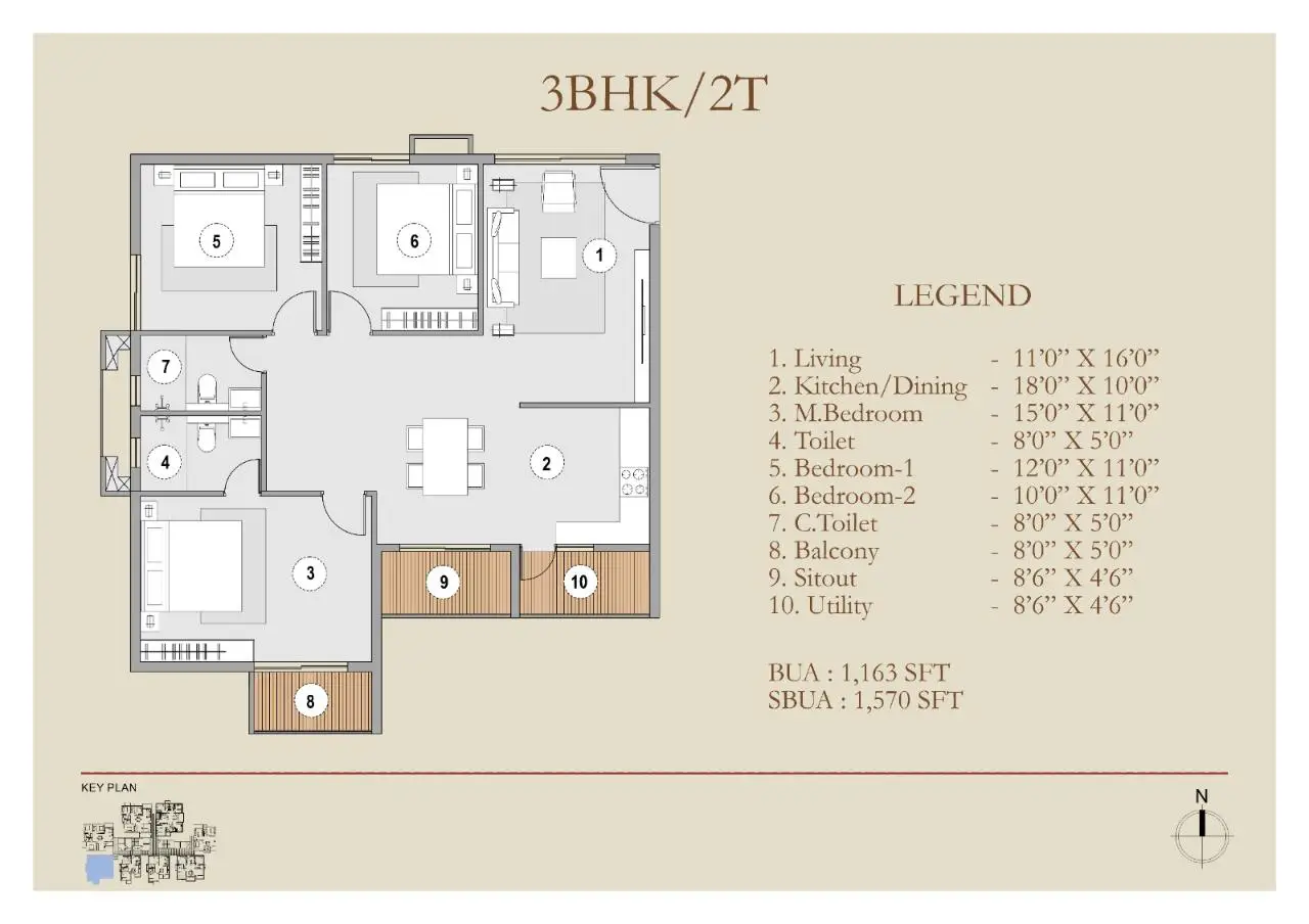 habulus oasis grove 3 bhk-2t floor plan