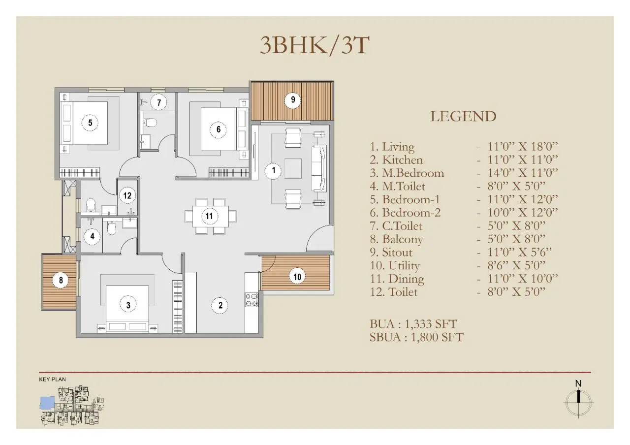 habulus oasis grove 3 bhk-3t floor plan